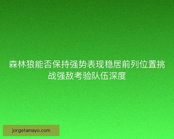 森林狼能否保持强势表现稳居前列位置挑战强敌考验队伍深度